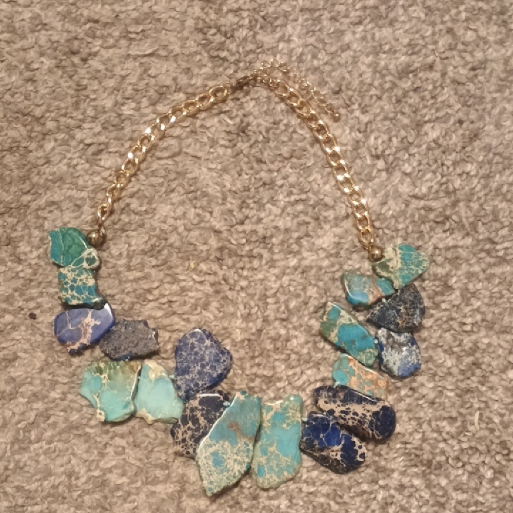 Composite Gemstone Statement Necklace - image 1